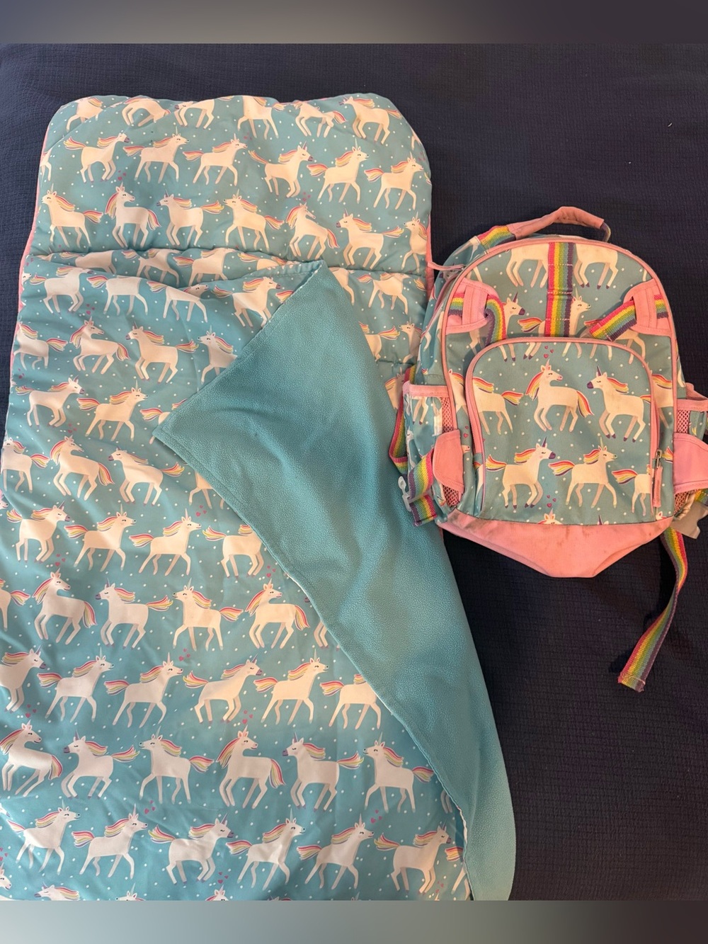 Pottery Barn Unicorn Kids Nap Mat + Matching Backpack